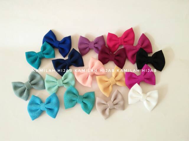 Bros Pita polos 4cm bahan diamond crepe -  bros jilbab pita handmade - souvenir pernikahaan bros-1