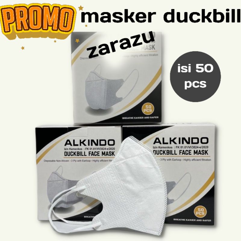 PROMO TERLARIS masker duckbill face mask isi 50 pcs warna putih hitam