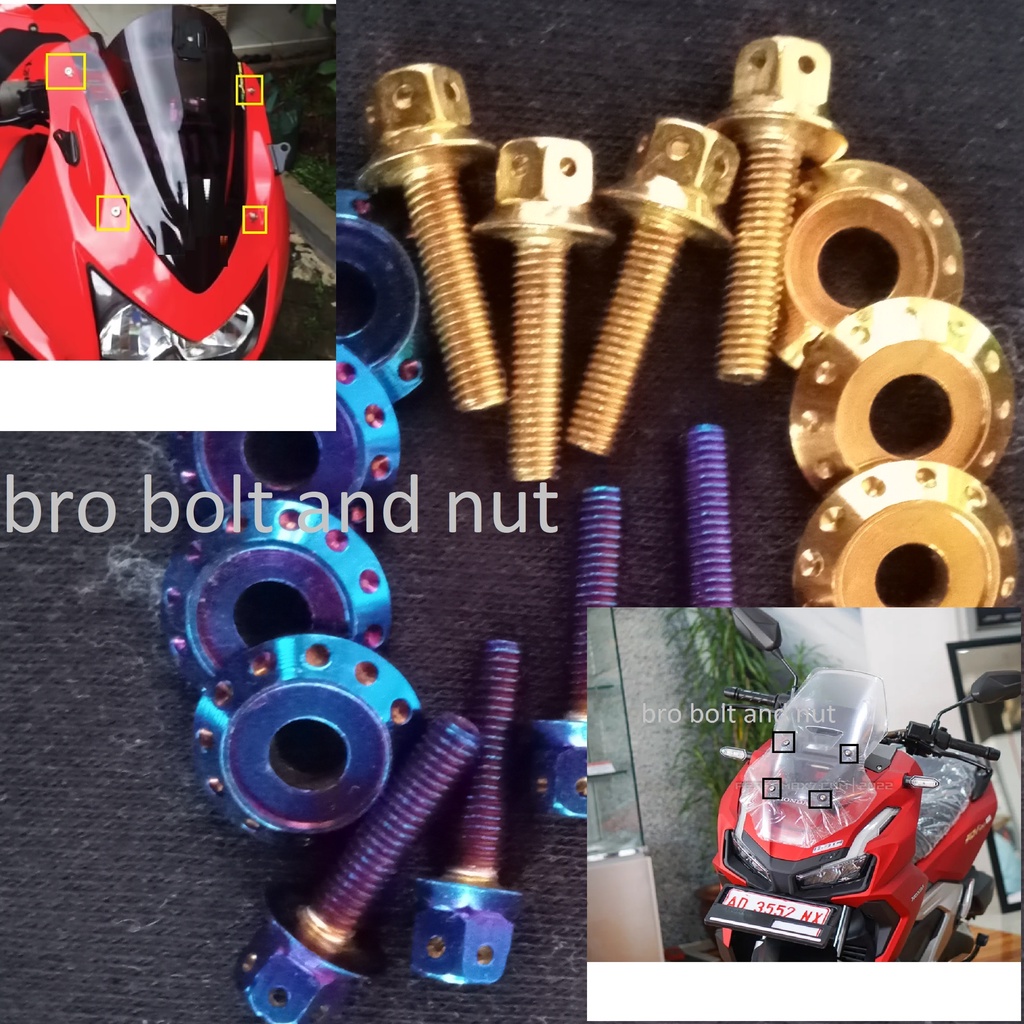 Baut Probolt Stenlis Flower Visor ADV 160 Windshield Ninja 250 Karbu Z800  Original Thailand