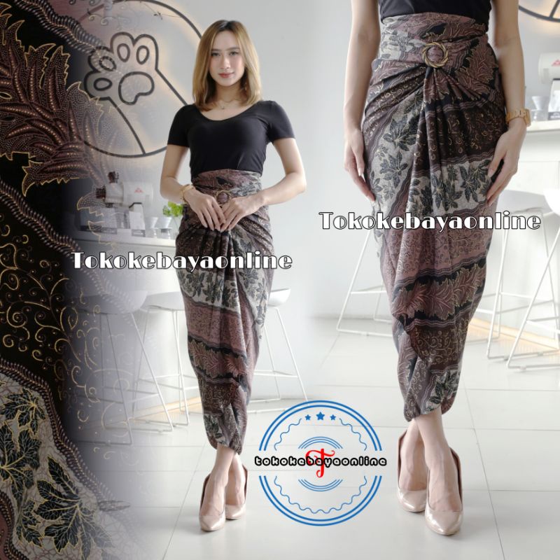 rok lilit batik / rok lilit batik kain lilit murah / lilit batik modern / 20 motif-Lf coklat