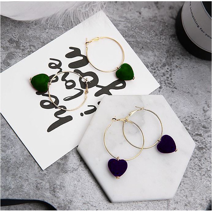 Anting panjang wanita fashion korea / Anting Hoops Love Aneka Warna 290