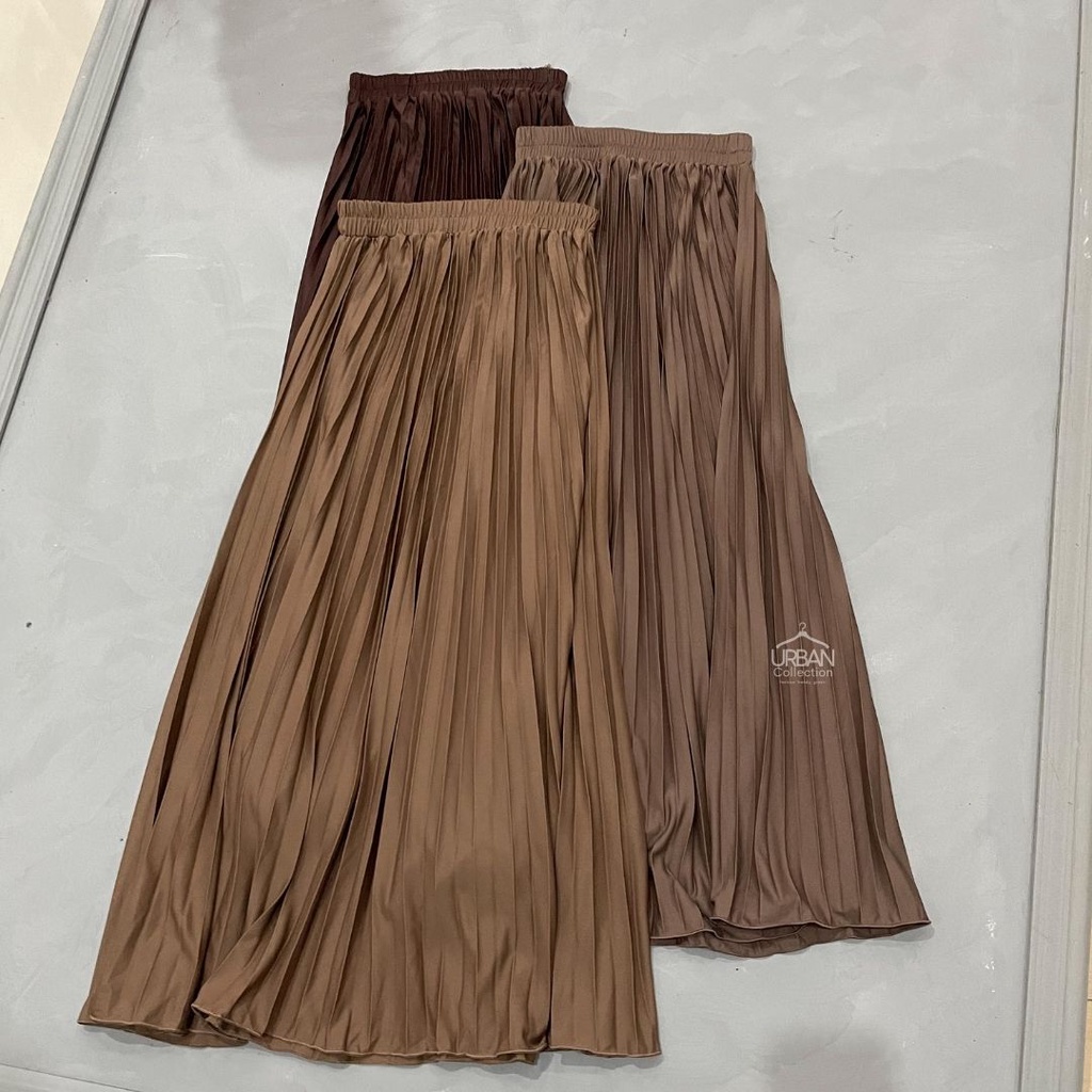 ROK PLISKET PREMIUM / ROK PLISKET PANJANG / ROK PLISKET WANITA / ROK PLISKET MAYUNG / BASIC PLEATED SKIRT [ COKLAT SERIES ]