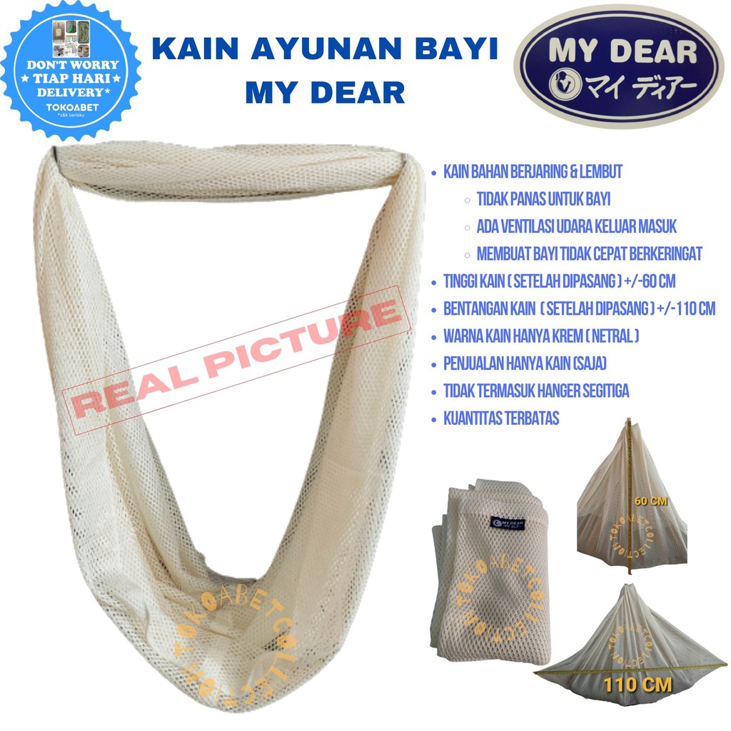 PAKET Ayunan Bayi Manual Portable Polar dan Kain Ayun Jaring Krem Hanger Per TOKOABET