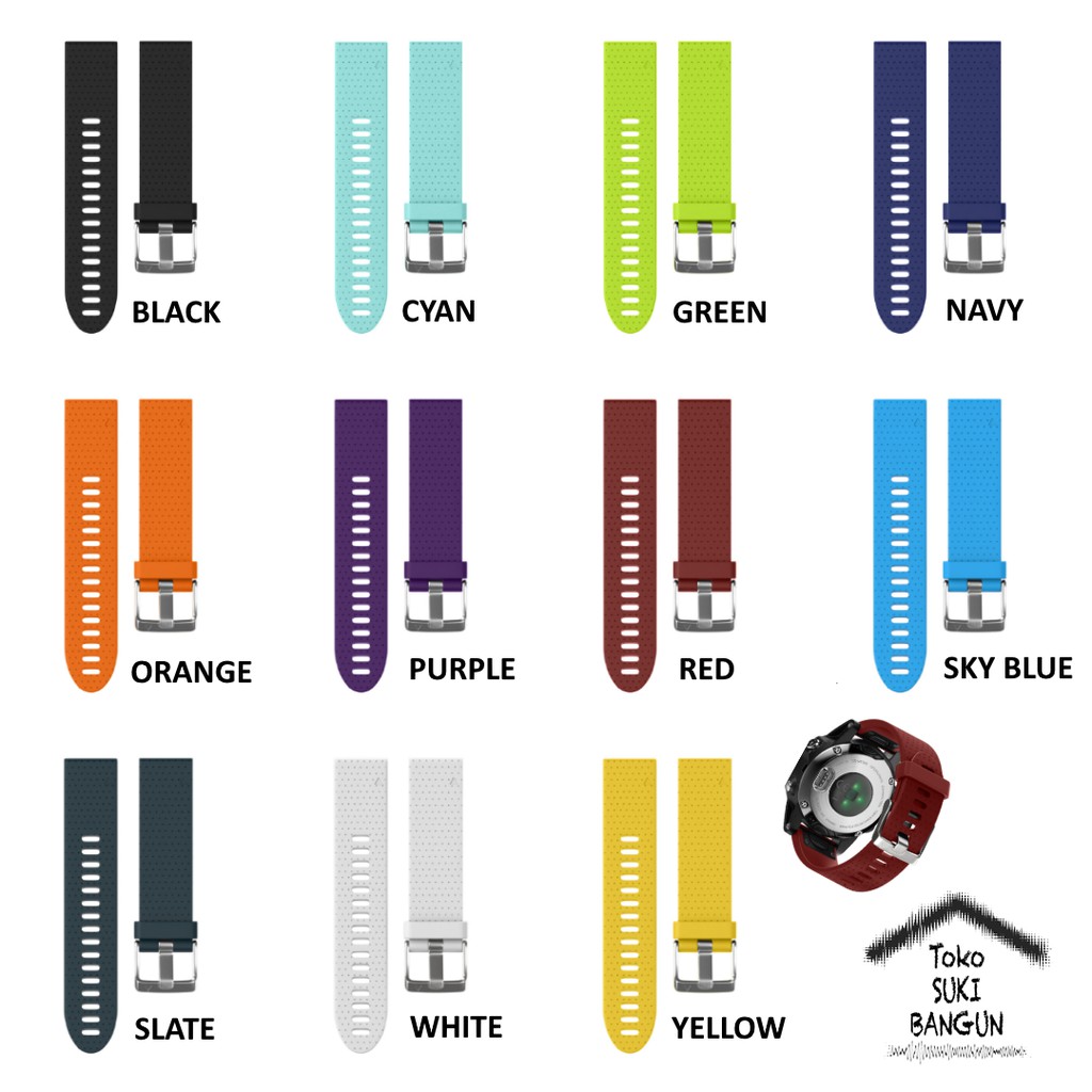 TALI JAM Garmin Fenix 7s 6s 5s Sapphire 20mm QUICK FIT Rubber Silicone Watch Band Strap