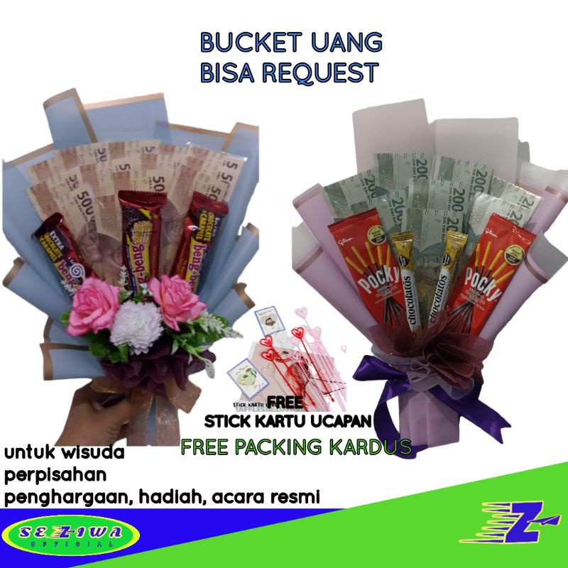 BUCKET Bouqet Bouquet Snack Uang wisuda perpisahan penghargaan ualng tahun