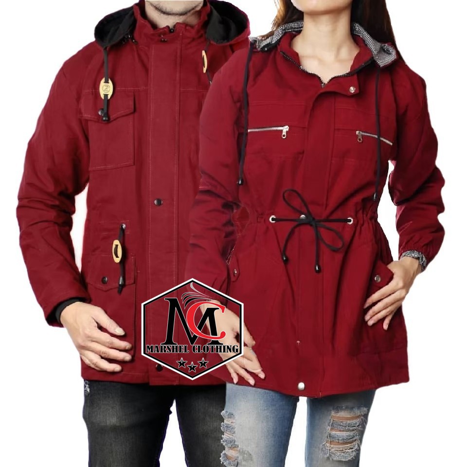 RCL - JAKET PARKA POLOS PRIA WANITA - JAKET COUPLE PARKA - JAKET PARKA PASANGAN ( HARGA SEPASANG )