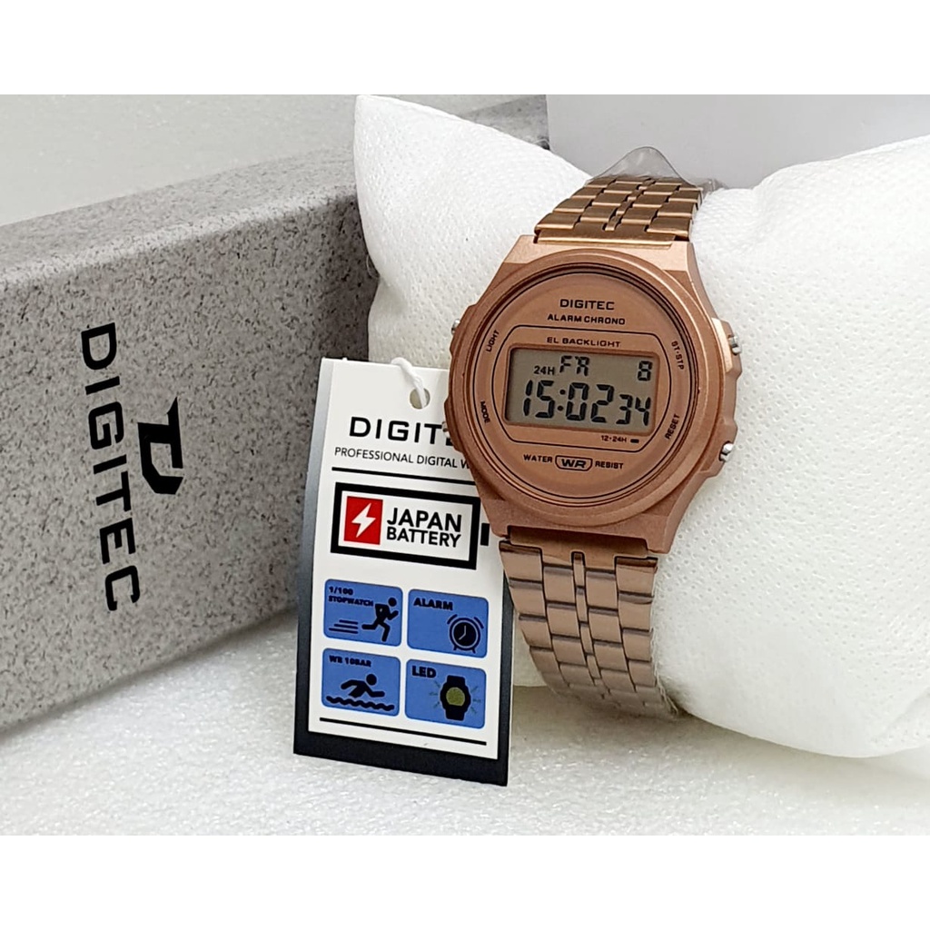 Jam Wanita Digitec 6063 Digital Strap Rantai Stainless Steel Original