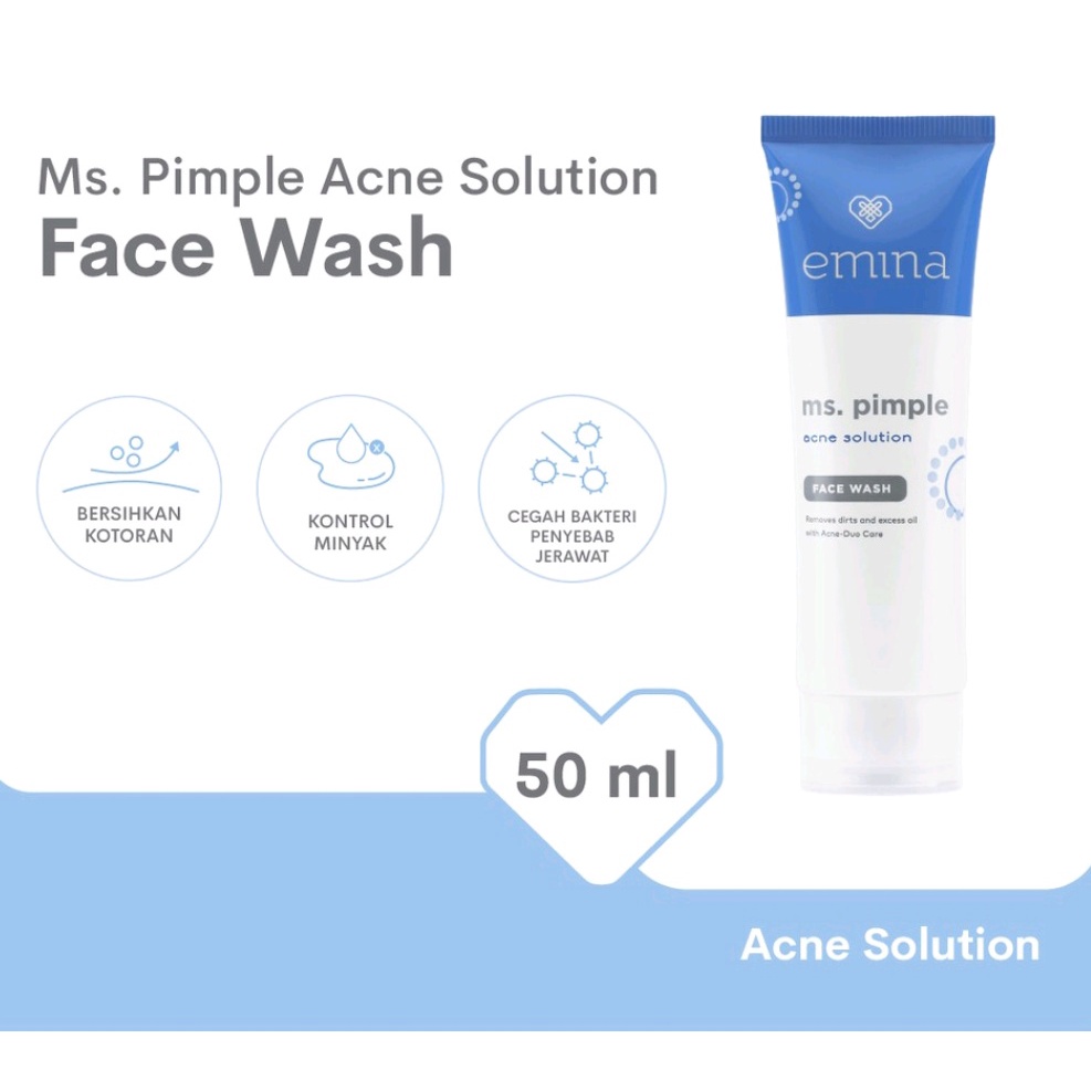 Emina Ms. Pimple Acne Solution Face Wash 50 ml - Pembersih Wajah Kulit Berjerawat