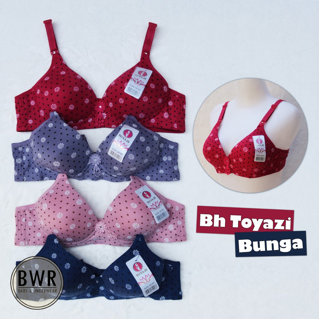 BH TOYAZI  motif POLKADOT dan motif BUNGA [ VIII A6 ] Bra wanita dewasa kancing 3 | Tanpa kawat