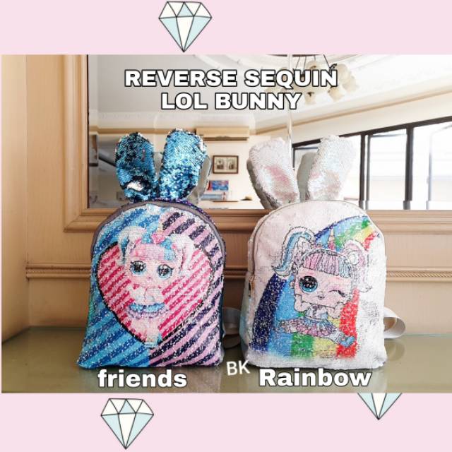 TAS SEQUIN LOL BERUBAH GAMBAR DAN WARNA BENTUK KELINCI BUNNY IMPORT BAGUS