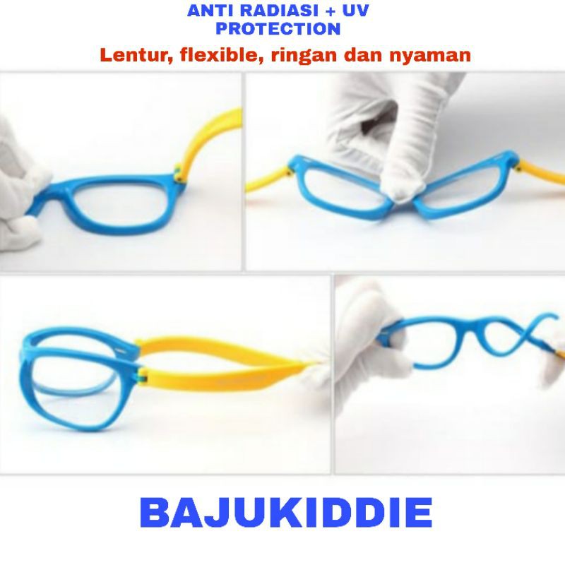 KACAMATA ANAK ANTI RADIASI GADGET COMPUTER LAPTOP HP BLUERAY BLUE LIGHT + UV PROTECTION