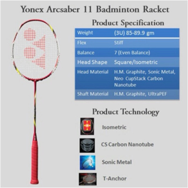 Raket Badminton Yonex Arcsaber 11 Red - Original