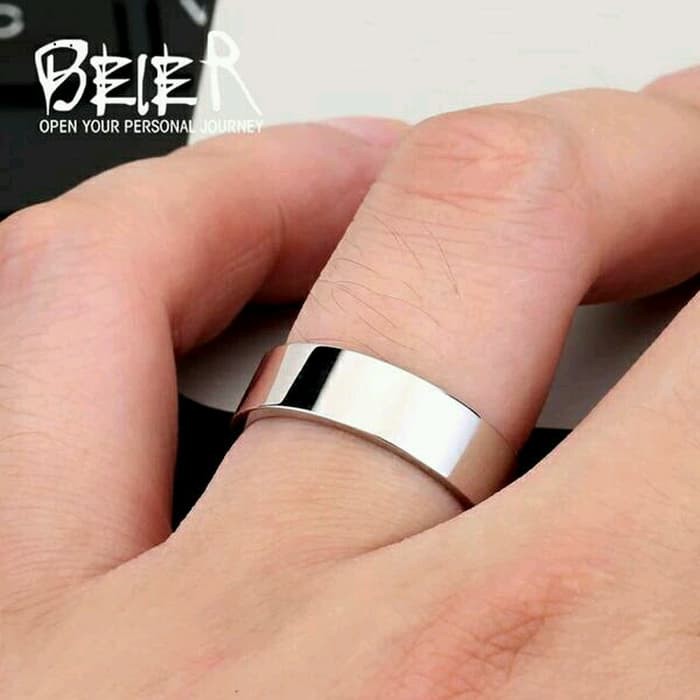 Cincin Titanium Stainless Stell SILVER Polos Anti Karat