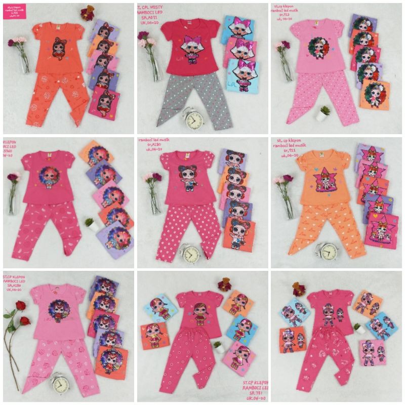 SETELAN BAJU ANAK PEREMPUAN 2-7 TAHUN LENGAN PENDEK CELANA PANJANG RANDOM TIDAK BISA PILIH MOTIF