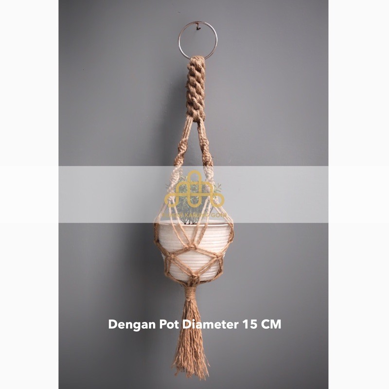 Gantungan Pot Macrame Tali Goni - Gantungan Pot Bunga - Jute Macrame Plant Hanger - Wall Hanging Pot