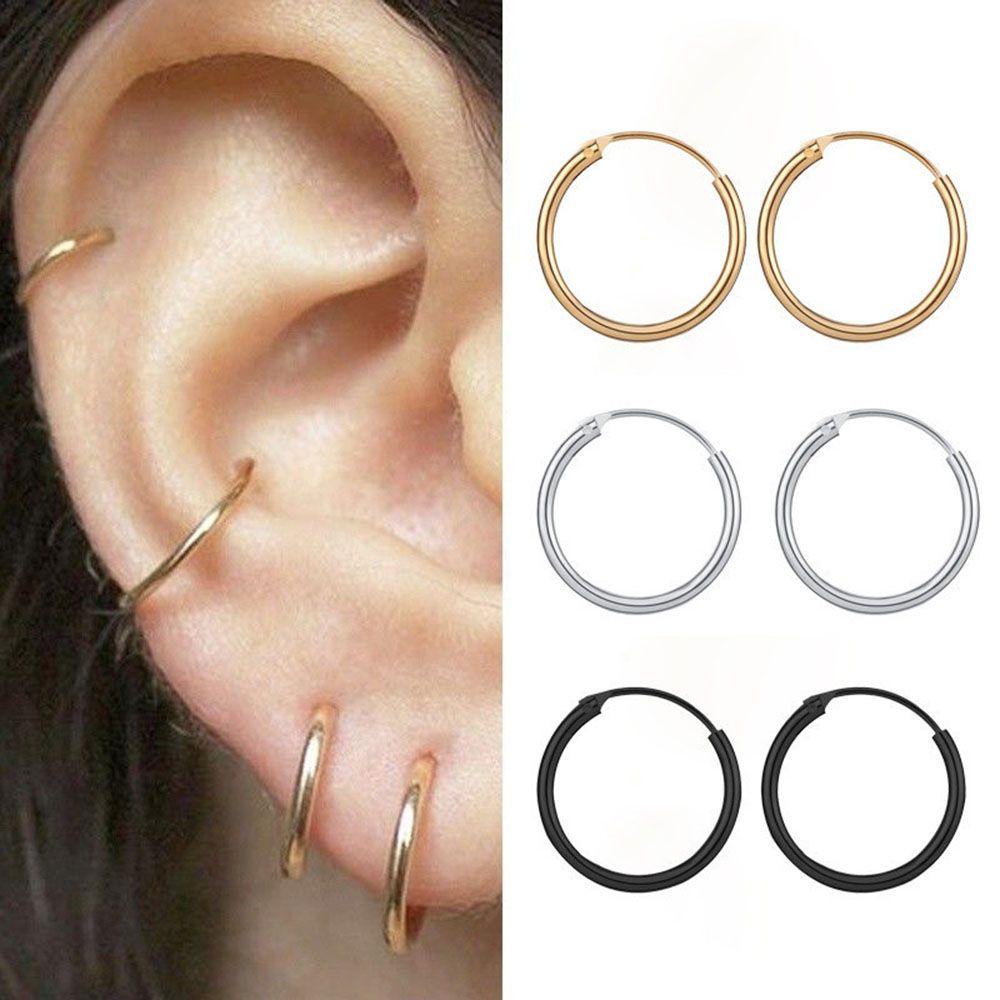 Suyo Cartilage Piercing Loop Punk Hip Hop Perhiasan Telinga Cincin Anting Hoop