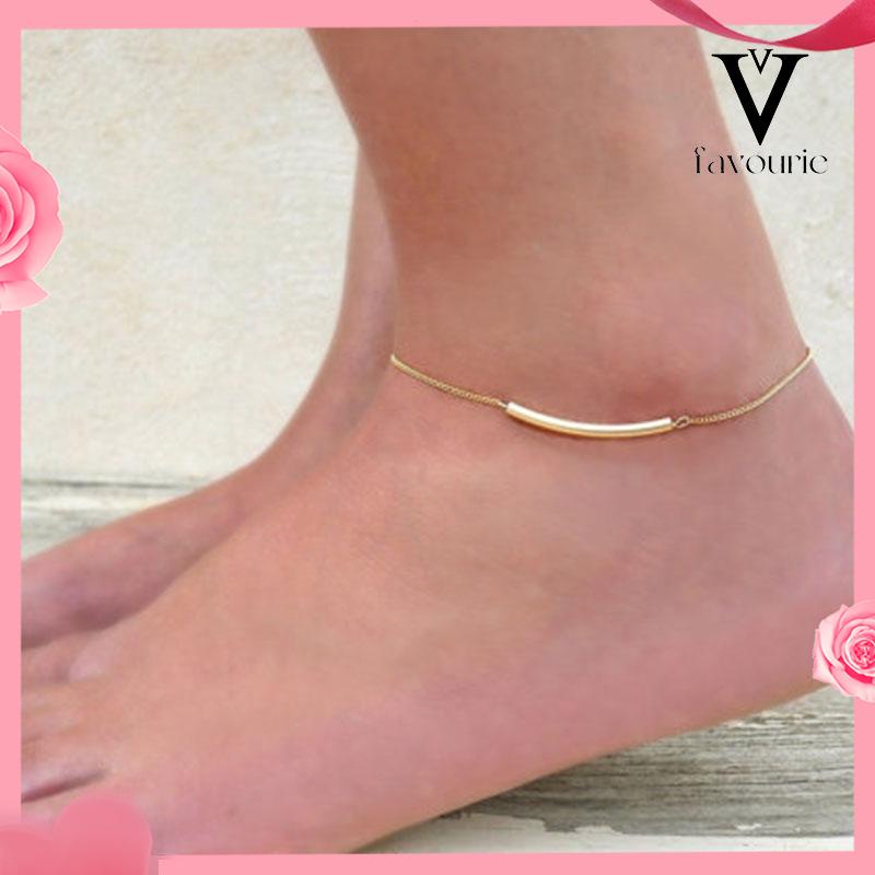 [COD]Vintage Fashion Metal U Tube Anklet Beach Summer Alloy Anklet-FA