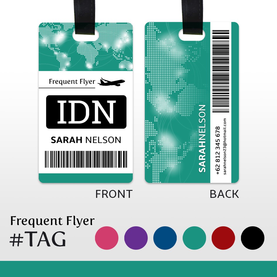 Luggage Tag Gantungan Tas Travel Custom Akrilik Bagtag Frequent Flyer Koper