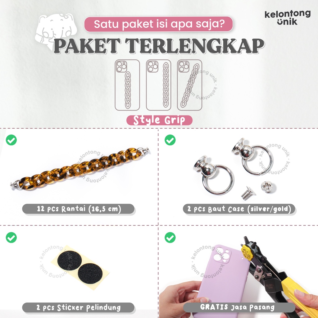 (PAKET RANTAI BAUT LENGKAP + GRATIS JASA PASANG KE CASE) MARBLE - Chain Case/ Case Rantai