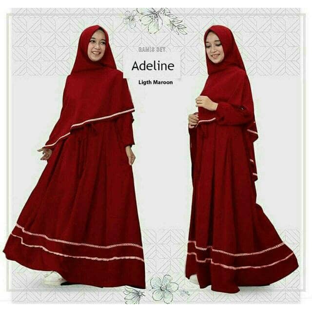 pakaian Gaun muslim ibu islami asd setelan st hijab muslim maxi Adeline MAROON / baju wanita dress u
