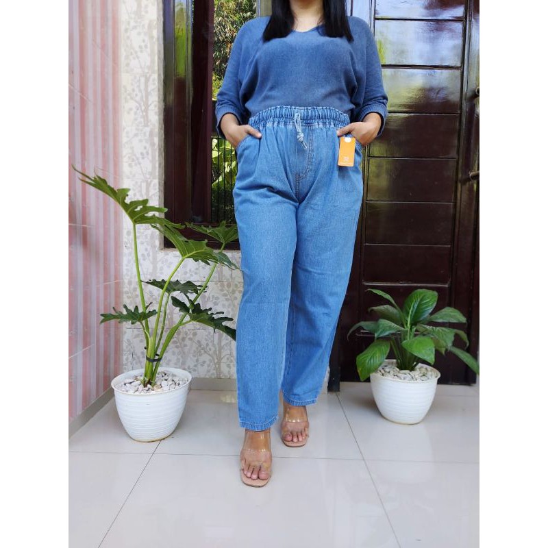 Keropi Pants Baggy Jeans Wanita Jumbo Nyaman XL-XXXL