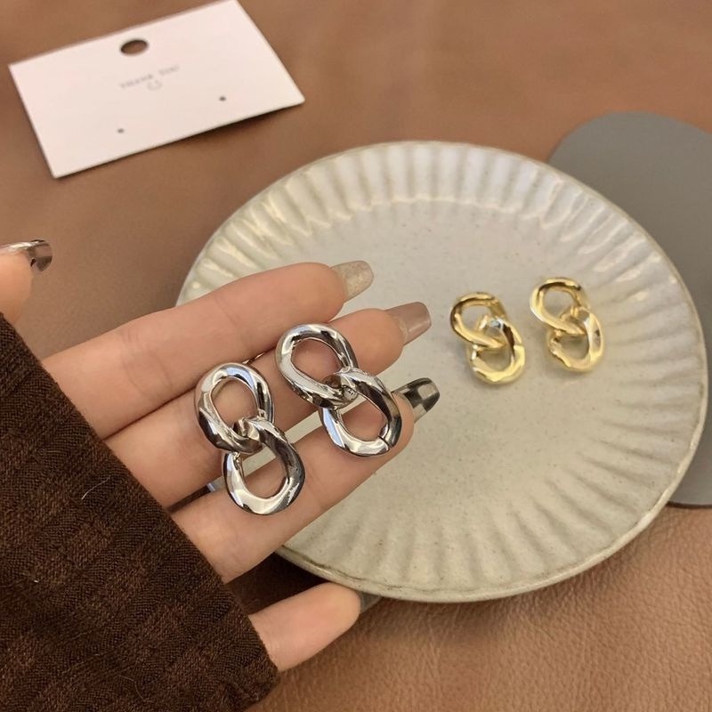 Anting Stud Bentuk Hati Oval Bahan Logam S925 Silver Needle Gaya Retro Korea