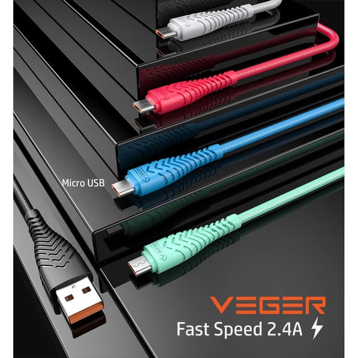 1 KALENG KABEL DATA VEGER V110 MICRO 3.0A FAST CHARGING MICRO USB PANJANG 100cm  1 KALENG