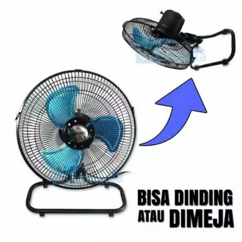 Kipas Angin Besi Tornado Welhome WH-1261M 2in1 Wall fan dan Desk fan