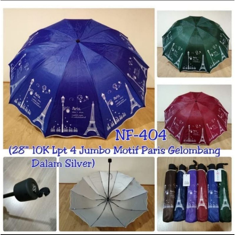 Payung Lipat 3 JUMBO Besar 10R Jari Motif PARIS Kode NF404 Anti UV