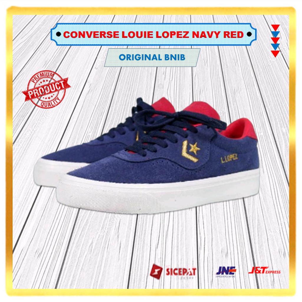 Sepatu Converse Original Luis Lopez Navy Red Basket Sneakers Pria Wanita
