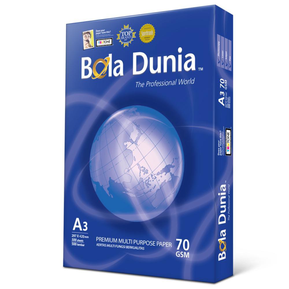 

KERTAS HVS A3 BOLA DUNIA 70 GSM - 1RIM