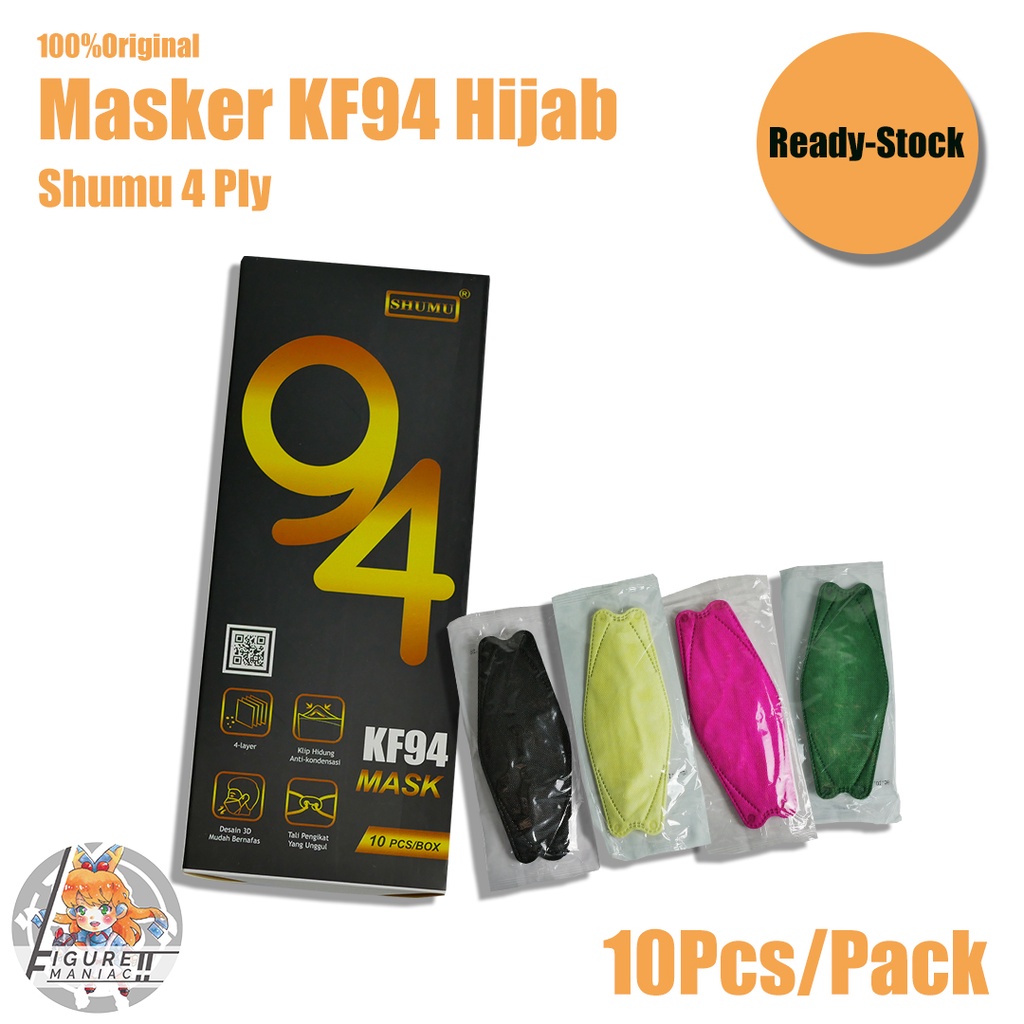 Masker KF94 Hijab Shumu Headloop Warna Single Pack isi 10