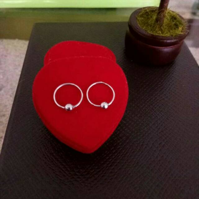 ANTING BULAT PERAK 925 / PERHIASAN SILVER LAPIS EMAS PUTIH / ANTING WANITA PERAK ASLI