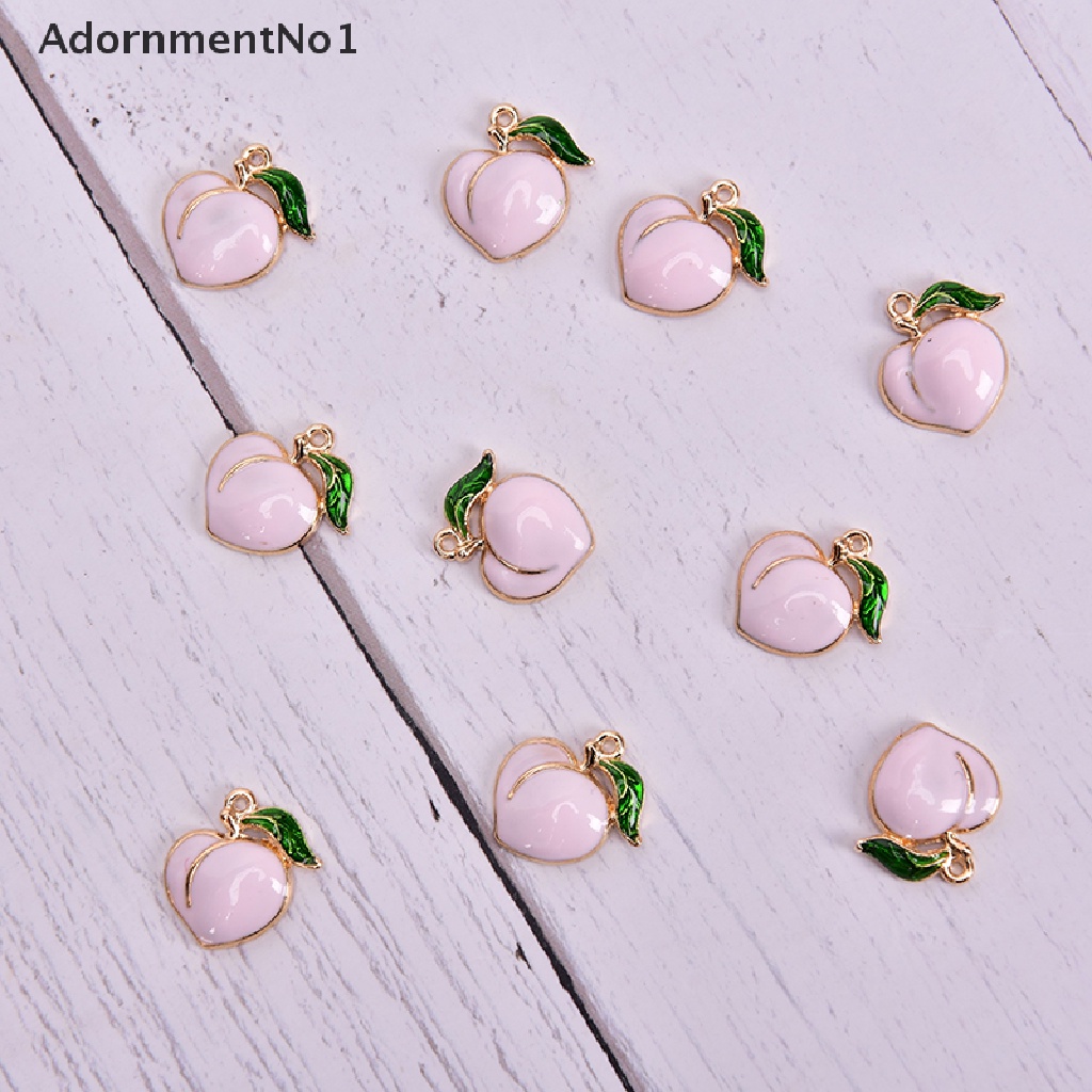 (AdornmentNo1) 10pcs / Set Liontin Enamel Bentuk Buah Peach Bahan Alloy Untuk Kerajinan Tangan DIY