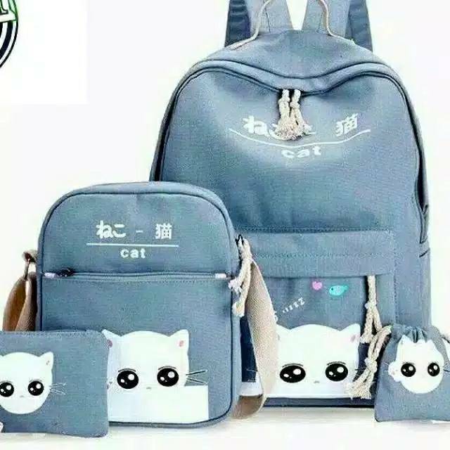 TAS RANSEL SEKOLAH KUCING INTIP 3IN1/ BACKPACK SEKOLAH ANAK WANITA