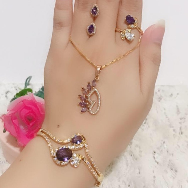 set giok lapis emas permata giok ungu 88