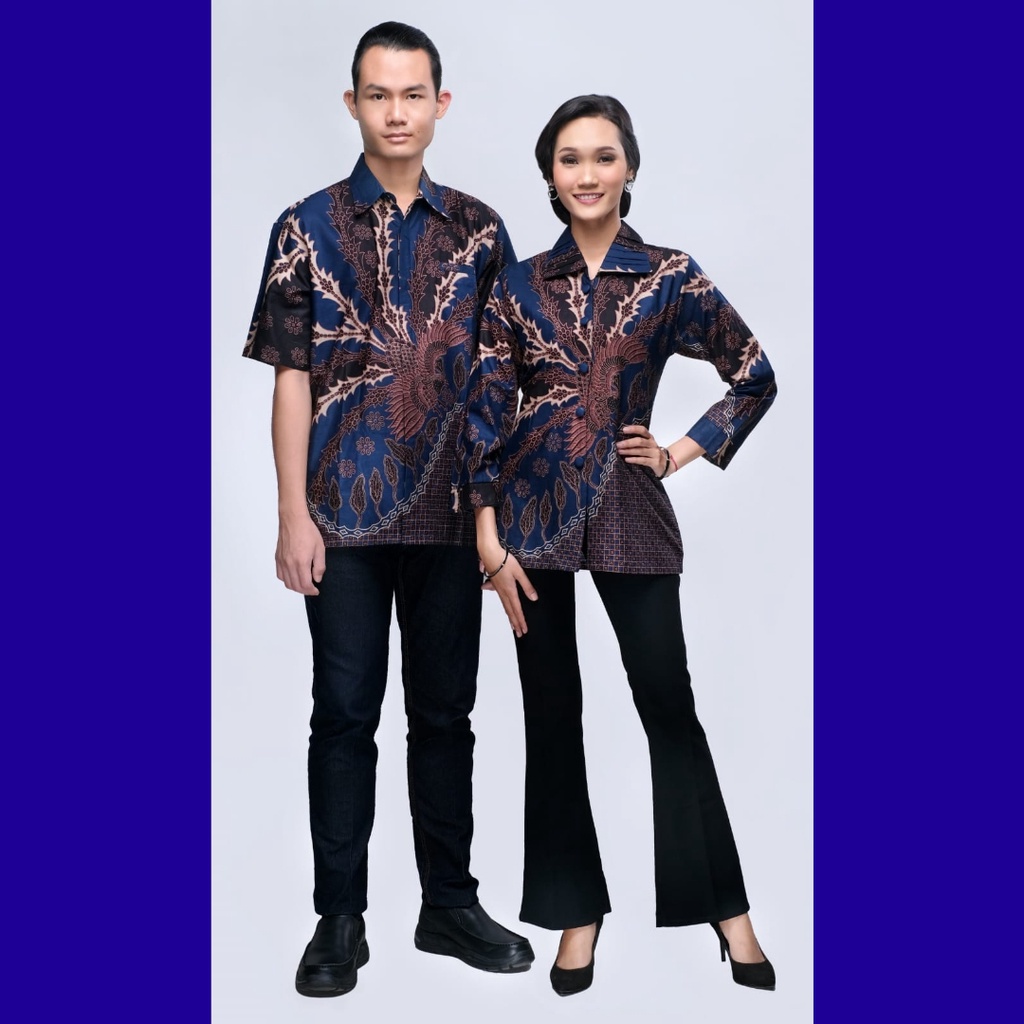 BATIK COUPLE ATASAN BLOUSE BLUS KASWARI BIRU PREMIUM QUALITY BUSUI FRIENDLY MODERN WANITA LENGAN PANJANG SERAGAMAN SERAGAM KERJA JUMBO XXXL BIG SIZE