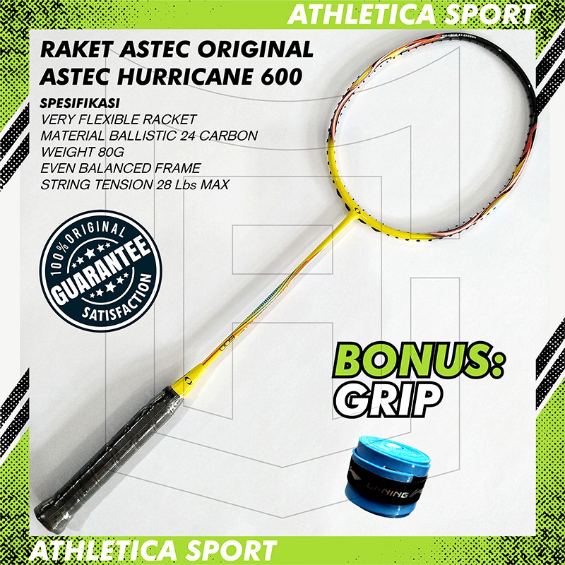 RAKET BADMINTON ASTEC HURRICANE 600 ORIGINAL YELLOW