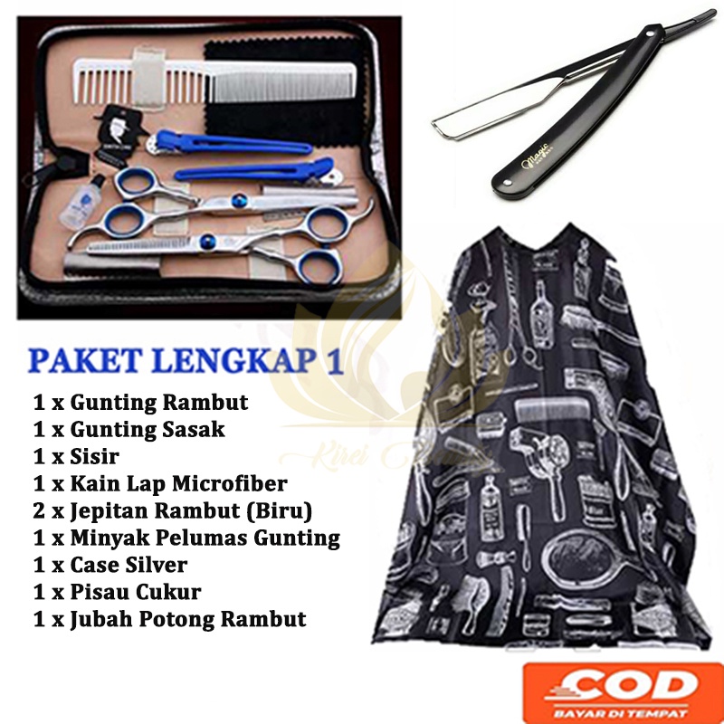 [COD] Paket Alat Cukur Rambut Gunting Rambut Gunting Sasak Set Potong Rambut Lengkap Salon Barbersho