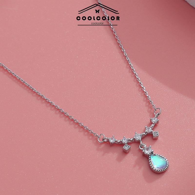 COD❤️Kalung Fashion Wanita All-match Niche Design Light Luxury Moonstone Water Drop Necklace Fashion Aksesoris Murah Jewelry Perhiasan