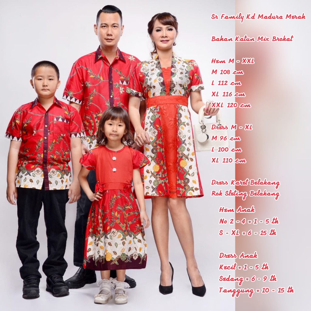 Batik Nusantara Couple Family Dress Krisdayanti (KD) Madura Merah / batik keluarga / OOTD kondangan