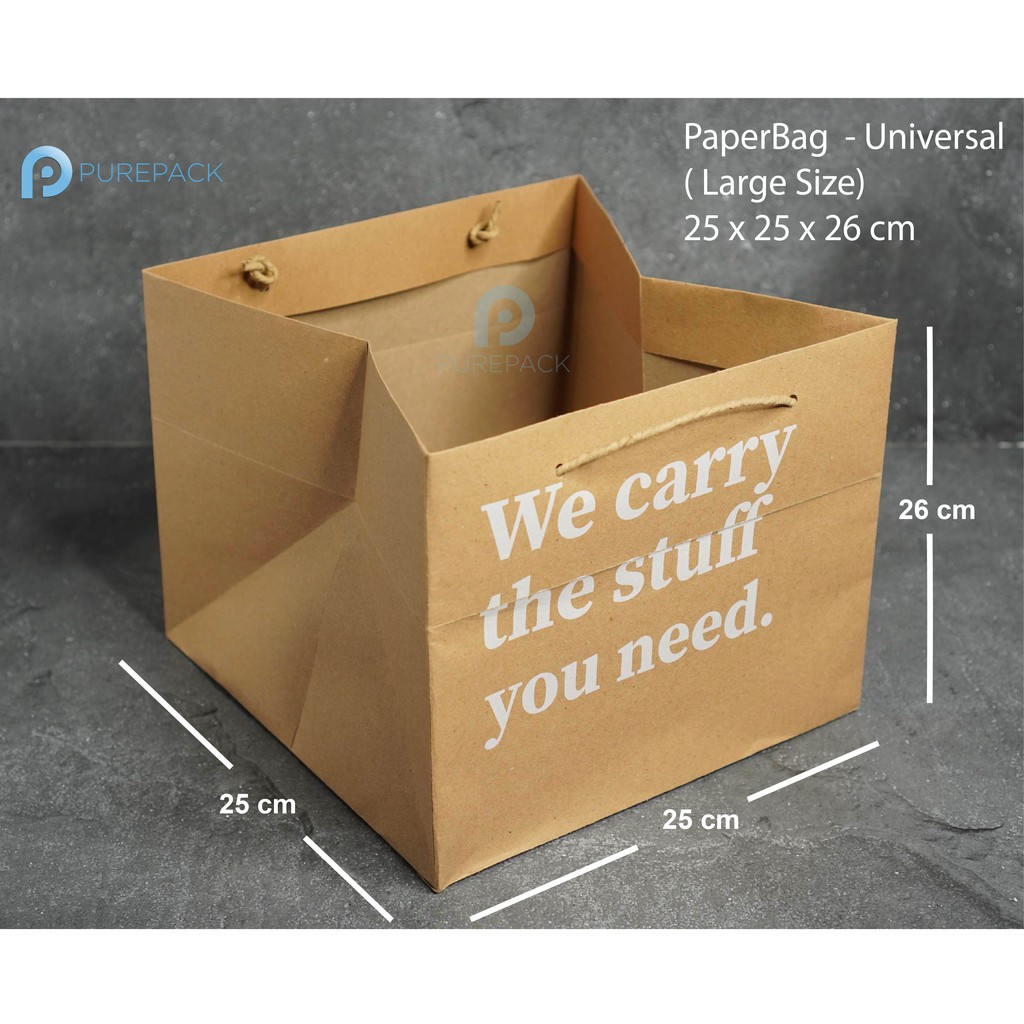 

PAPERBAG KRAFT COKLAT SIZE BESAR 25X25X26 CM LARGE MIN 24 PCS/PACK PAPER BAG GOODIE BAG READY