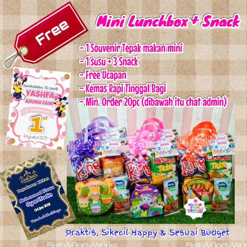 Souvenir snack ulang tahun / souvenir tempat makan + snack souvenir murah / hampers murah