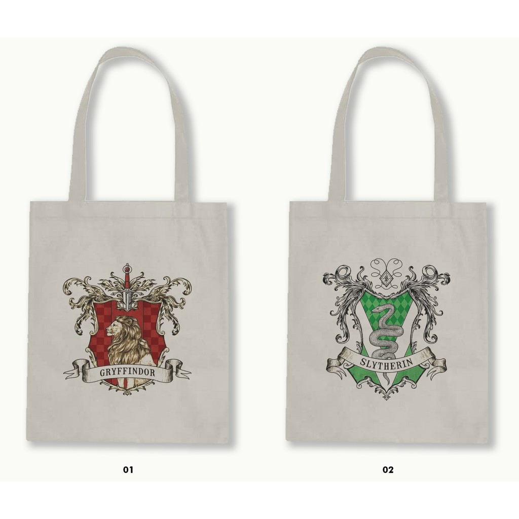 Tas Tote Bag Resleting Kanvas/Blacu  - Harpot Crest