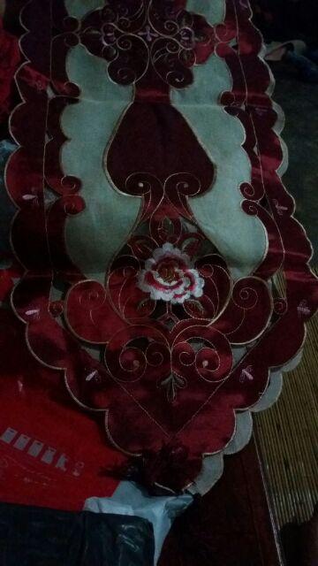 Taplak Meja Runner Bahan Organdi Serat Nanas Ukuran 40 X 180