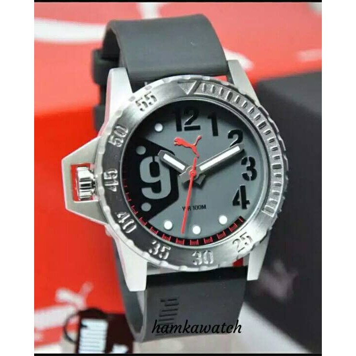 jam tangan / Watch_Id pria puma original PU103761002 silver seconds red