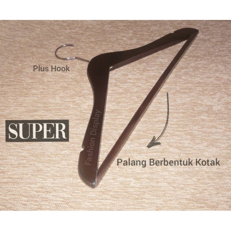 Hanger Kayu Palang Wallnut Coklat Tua/Gantungan Baju Kayu Pakai Palang(BH)