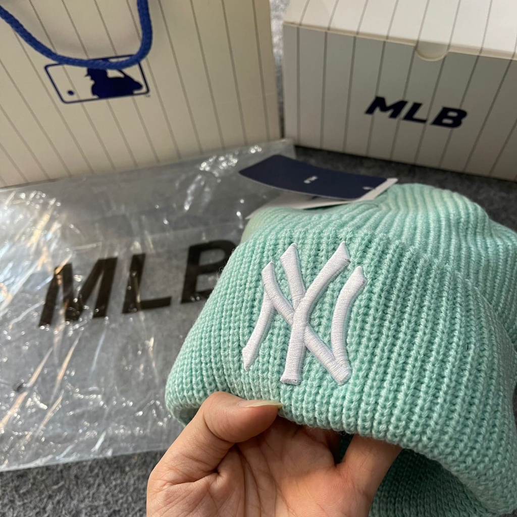 Topi MLB Original Import - NY Kupluk Classic Skyblue Logo White