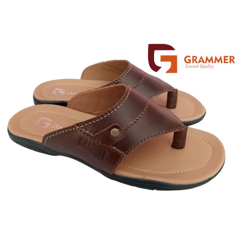 Sandal Casual Pria Kulit Asli Sandal Jepit Kulit premium Grammer