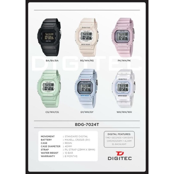 DIGITEC jam tangan digital cewek original waterproof